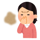 タオルが臭いので鼻をつまんでいる女性のイラスト